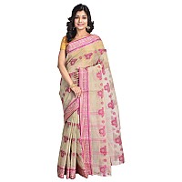 Raj Sarees Womens Tant Cotton Saree (RSH419_Off-White)