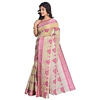 Raj Sarees Womens Tant Cotton Saree (RSH419_Off-White)