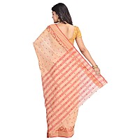 Raj Sarees Womens Cotton Tant Saree with Blouse Piece (BiscuitOff-White)