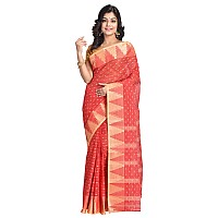 Raj Sarees Womens Cotton Tant Saree Without Blouse Piece (RSH401-01, Red and Golden)