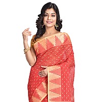 Raj Sarees Womens Cotton Tant Saree Without Blouse Piece (RSH401-01, Red and Golden)