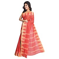 Raj Sarees Womens Cotton Tant Saree Without Blouse Piece (RSH401-01, Red and Golden)