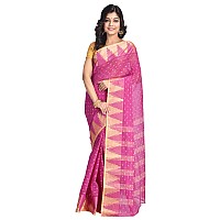 RAJ SAREE HOUSE Womens Tant Cotton Saree without Blouse Piece Magenta Golden