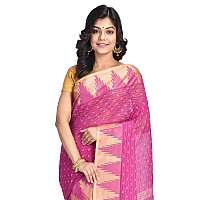 RAJ SAREE HOUSE Womens Tant Cotton Saree without Blouse Piece Magenta Golden