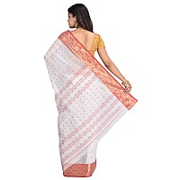 Raj Sarees Womens Woven Cotton Saree without Blouse Piece White