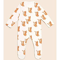 Tuddybuddy Babys 100 Cotton Multi Color Sleepsuitonesiefooted Romper 3 Pcs Sleepsuits Off Whites Animals 912 Months