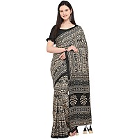 Ethnicjunction Womens Khadi Saree With Blouse Piece Ej120116001Beige BlackFsBlack