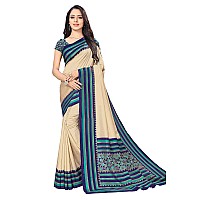 Vimla Womens Malgudi Art Silk Uniform Saree with Blouse Piece 22060022 Cream