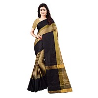 OM SAI LATEST CREATION Womens Art Silk Saree With Blouse PieceFree Size Beige Black