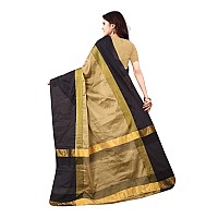 OM SAI LATEST CREATION Womens Art Silk Saree With Blouse PieceFree Size Beige Black