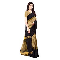 OM SAI LATEST CREATION Womens Art Silk Saree With Blouse PieceFree Size Beige Black