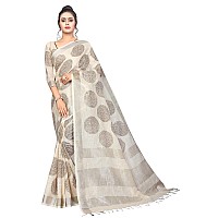 Mansvi Fashion Womens Linen Cotton Saree With Blouse Piece