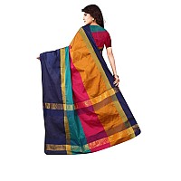 DHRUVI TRENDZ WOMEN Art Silk Womens Wear(DT-S1315_Orange & Navy Blue_Free Size)