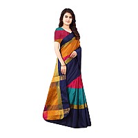 DHRUVI TRENDZ WOMEN Art Silk Womens Wear(DT-S1315_Orange & Navy Blue_Free Size)