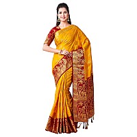 MIMOSA Women Kanjivaram Style Art Silk Saree Color: Gold (4444-382-2D-Gld-Mrn)