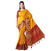 MIMOSA Women Kanjivaram Style Art Silk Saree Color: Gold (4444-382-2D-Gld-Mrn)