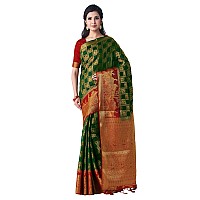 MIMOSA Women Kanjivaram Style Art Silk Saree Color: Green (4427-2460-2D-Bgrn-Rd)