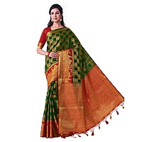 MIMOSA Women Kanjivaram Style Art Silk Saree Color: Green (4427-2460-2D-Bgrn-Rd)