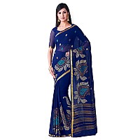 MIMOSA Womens Banarasi Chiffon Saree With Blouse Piece (66_Blue)