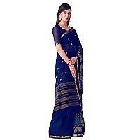 MIMOSA Womens Banarasi Chiffon Saree With Blouse Piece (66_Blue)