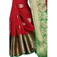 Silk Zone Womens Heavy Banarasi Art Silk Saree With Unstitched Blouse Piece(Red)