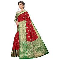 Silk Zone Womens Heavy Banarasi Art Silk Saree With Unstitched Blouse Piece(Red)