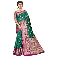 Silk Zone Womens Heavy Banarasi Art Silk Saree With Unstitched Blouse PieceTeal