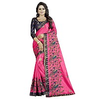 Shreeji Designer Womens Jacquard Paper Silk Saree With Blouse Piece (Pink2)