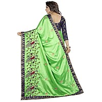 Shreeji Designer Womens Paper Silk Ari Embroidery Work Saree With Jacquard Blouse Piece SD-2235(Green Blue)