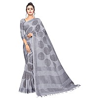 MANSVI FASHION womens linen cotton saree with blouse piece