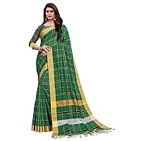 AKHILAM Womens Linen Mirror Work Embellished Saree With Unstitched Blouse Piece(Green_LCRYFC40E)