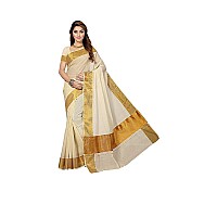 Maxis Womens Kasavu Cotton Silk Blended Saree With Blouse Piece KRLPLNBGBDROffWhite