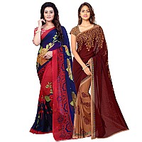 Kashvi sarees Womens Georgette Saree With Blouse Piece Pack Of 2 Combo110841336MultiOne Size