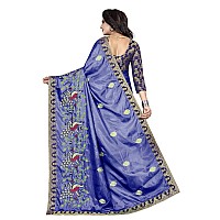 Shreeji Designer Womens Paper Silk Ari Embroidery Work Saree With Jacquard Blouse Piece SD2235 (NavyBlue Blue)