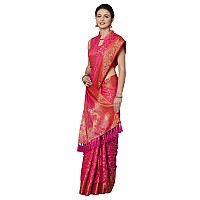 AKHILAM Womens Jacquard kanjivaram Silk Saree With Unstitched Blouse (KENAS72002_2 Silk Saree_Pink)