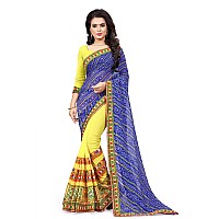 SERONA FABRICS Womens Georgette Saree With Blouse Piece Serona210SMEBlue Yellow