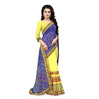 SERONA FABRICS Womens Georgette Saree With Blouse Piece Serona210SMEBlue Yellow