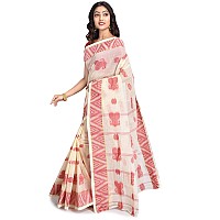 RAJ SAREE HOUSE Womens Tant Woven Cotton Saree Without Blouse Piece Multicolor