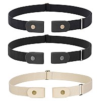 Whippy 3 Pieces Buckle Free Adjustable Women Belt No Buckle Invisible Elastic Belts For Jeans Pants Black Beige Fit Pants Siz