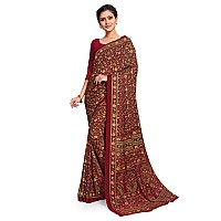 Miraan Womens Silk Blend Saree with Blouse Piece (BANISA1515, Maroon)