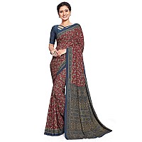 Miraan Womens Silk Blend Saree with Blouse Piece BANISA1601 Maroon