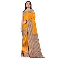 Miraan Women Crepe Silk Printed Saree With Blouse Piece (BANKARMA1020FYELLOW,Yellow)