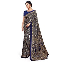 Miraan Womens Silk Blend Saree with Blouse Piece (BANISA1514, Blue)