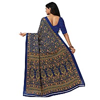 Miraan Womens Silk Blend Saree with Blouse Piece (BANISA1514, Blue)