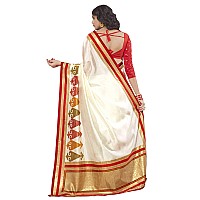 AKHILAM Womens Patola Silk Saree With Blouse Piece (B07V87JL8P_Cream Red)