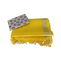 STB-SILK TEXTILES BHAGALPUR Womens Bhagalpuri Linne Viscose Saree With Blouse Piece (STB 0011_Yellow)