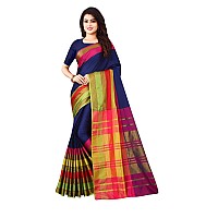 DHRUVI TRENDZ Women Art Silk Saree(DT-S1400_Multi-Blue_Free Size)