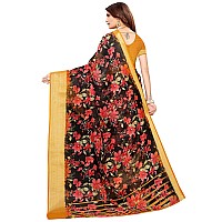 AKHILAM Womens Linen Saree With Blouse Piece (BGBLT80004 Sarees_Black)