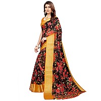 AKHILAM Womens Linen Saree With Blouse Piece (BGBLT80004 Sarees_Black)