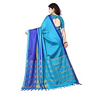 DHRUVI TRENDZ Womens Cotton Silk Saree (Dt-S1394_Blue_One Size_Sky Blue)